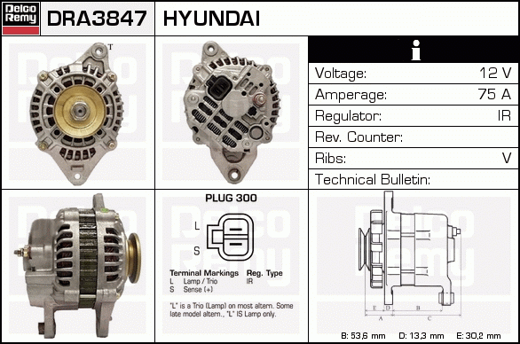 DELCO REMY DRA3847 Alternator