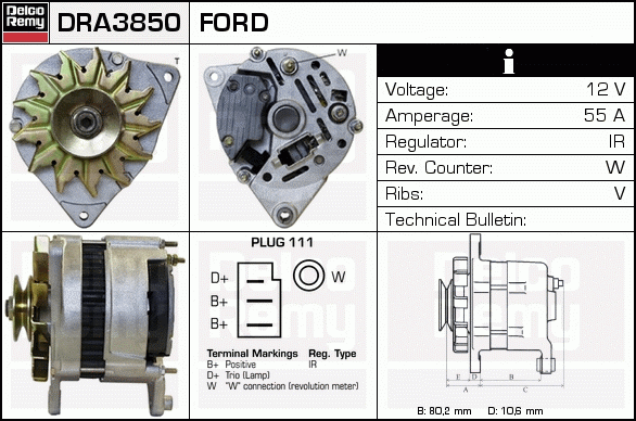 DELCO REMY DRA3850 Alternator