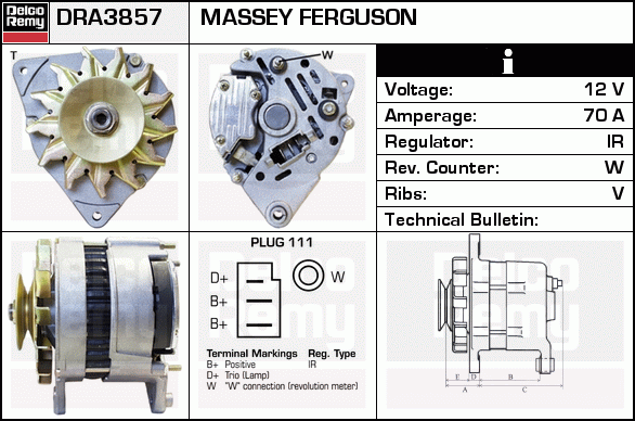 DELCO REMY DRA3857 Alternator