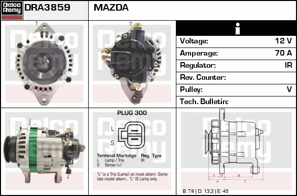 DELCO REMY DRA3859 Alternator