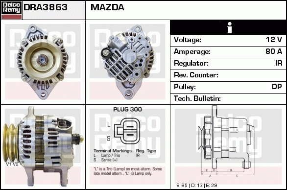 DELCO REMY DRA3863 Alternator