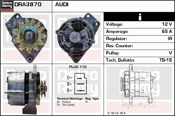 DELCO REMY DRA3870 Alternator