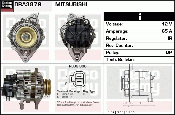 DELCO REMY DRA3879 Alternator