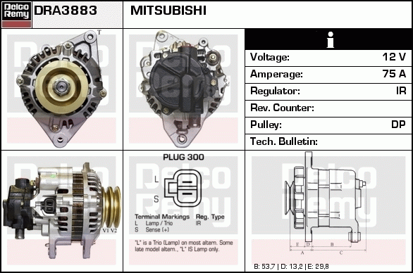 DELCO REMY DRA3883 Alternator