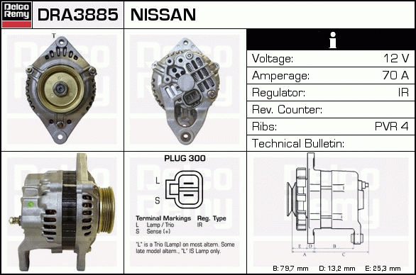 DELCO REMY DRA3885 Alternator