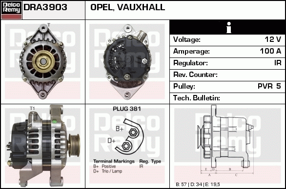 DELCO REMY DRA3903 Alternator