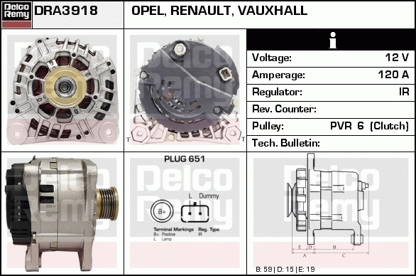 DELCO REMY DRA3918 Alternator