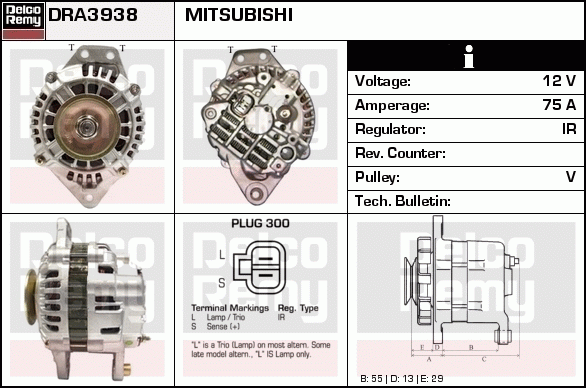 DELCO REMY DRA3938 Alternator