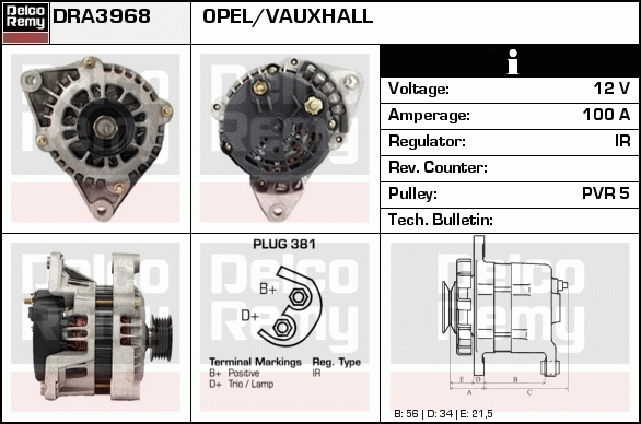 DELCO REMY DRA3968 Alternator