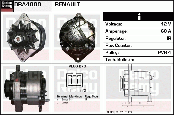 DELCO REMY DRA4000 Alternator