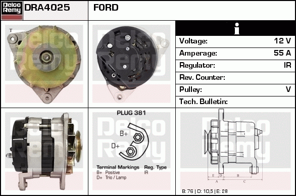 DELCO REMY DRA4025 Alternator