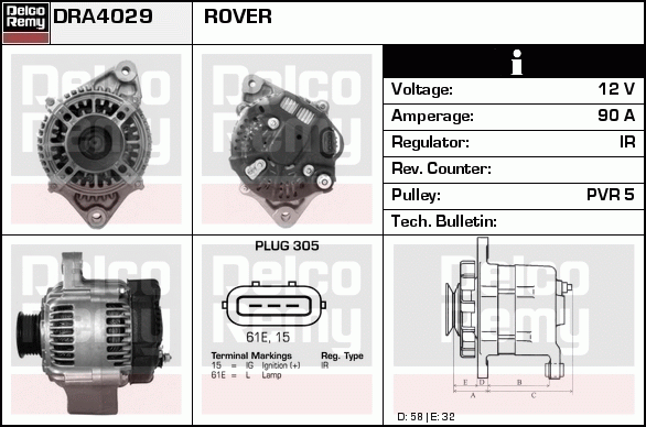 DELCO REMY DRA4029 Alternator