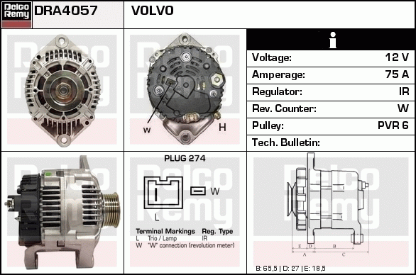 DELCO REMY DRA4057 Alternator