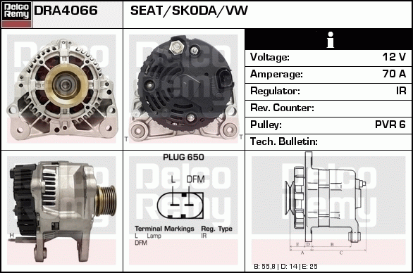 DELCO REMY DRA4066 Alternator