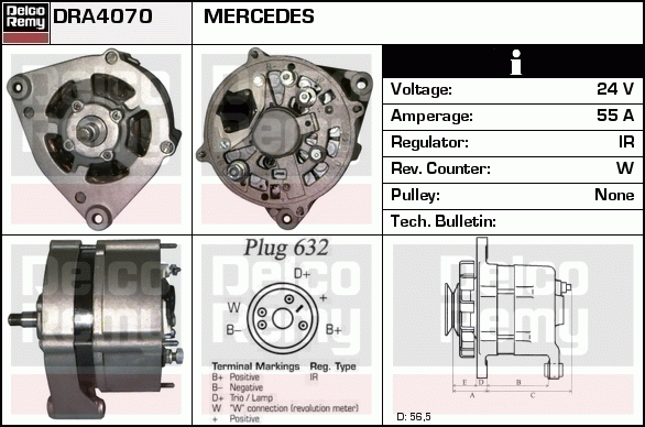 DELCO REMY DRA4070 Alternator