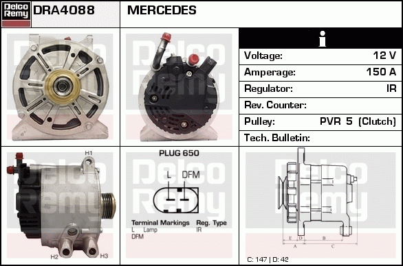 DELCO REMY DRA4088N Alternator