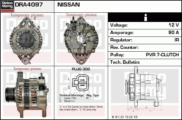 DELCO REMY DRA4097 Alternator