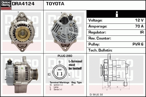 DELCO REMY DRA4124 Alternator