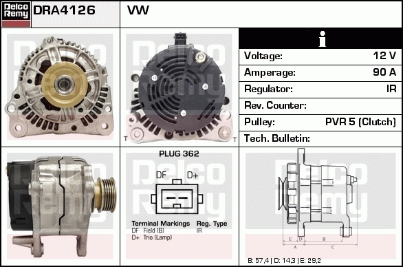 DELCO REMY DRA4126 Alternator