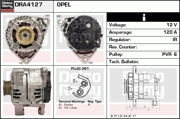 DELCO REMY DRA4127 Alternator