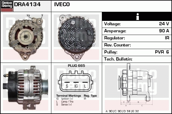 DELCO REMY DRA4134 Alternator