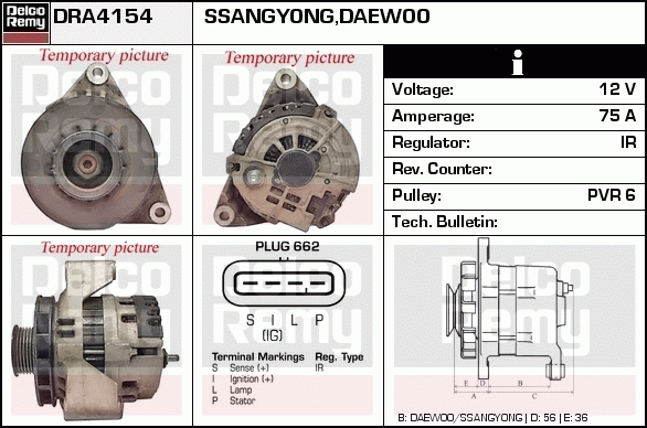 DELCO REMY DRA4154 Alternator