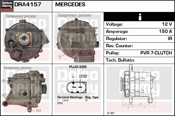 DELCO REMY DRA4157 Alternator