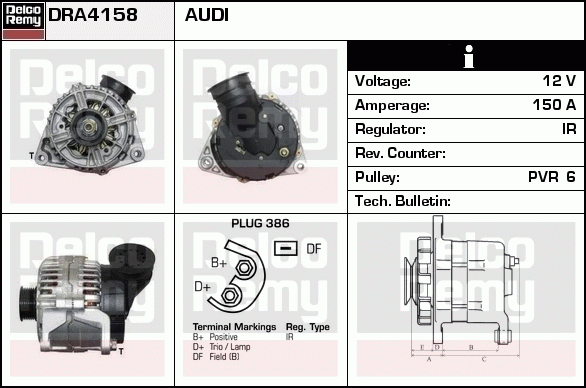 DELCO REMY DRA4158 Alternator