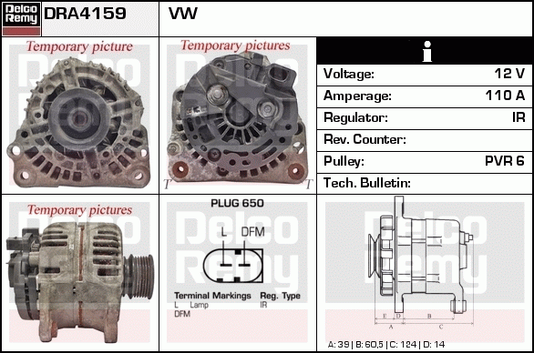 DELCO REMY DRA4159 Alternator