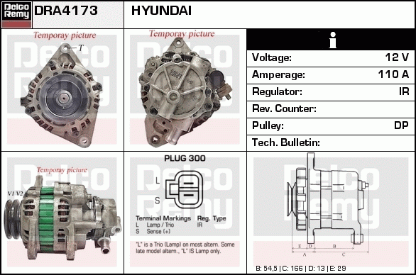 DELCO REMY DRA4173N Alternator