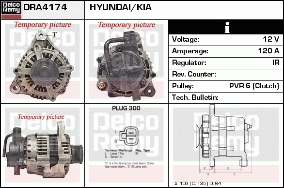 DELCO REMY DRA4174 Alternator