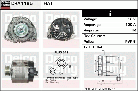 DELCO REMY DRA4185 Alternator