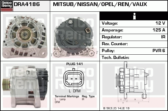 DELCO REMY DRA4186 Alternator