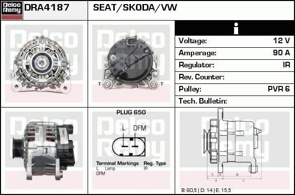 DELCO REMY DRA4187 Alternator