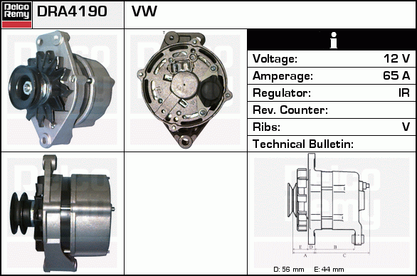 DELCO REMY DRA4190 Alternator