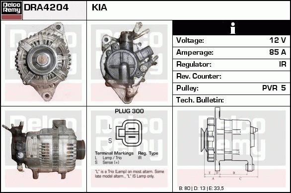 DELCO REMY DRA4204 Alternator