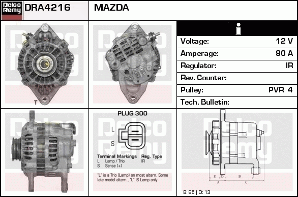 DELCO REMY DRA4216 Alternator