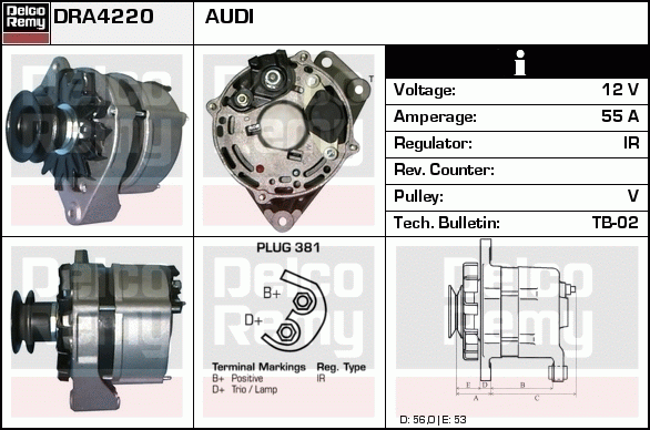 DELCO REMY DRA4220 Alternator