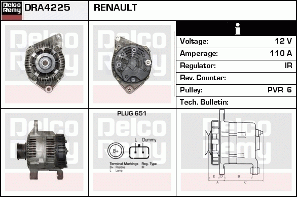 DELCO REMY DRA4225 Alternator