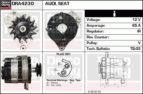 DELCO REMY DRA4230 Alternator