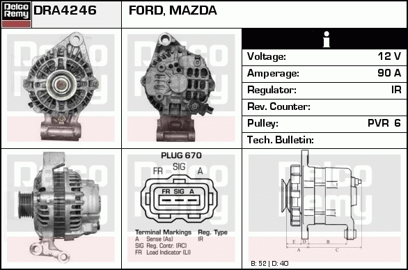 DELCO REMY DRA4246 Alternator