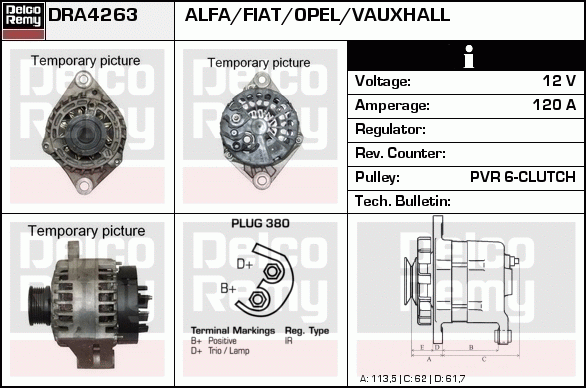 DELCO REMY DRA4263 Alternator