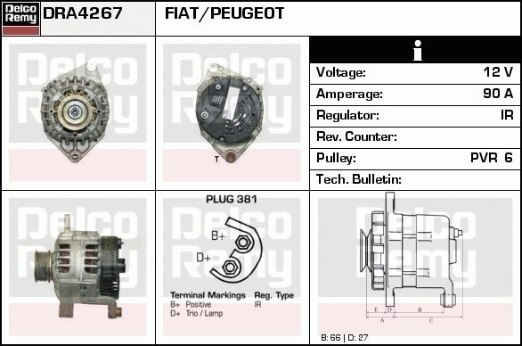 DELCO REMY DRA4267 Alternator