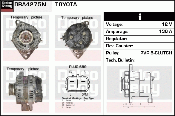 DELCO REMY DRA4275N Alternator