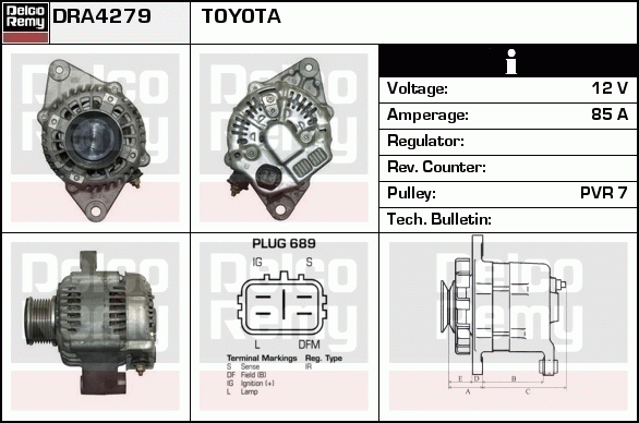 DELCO REMY DRA4279 Alternator