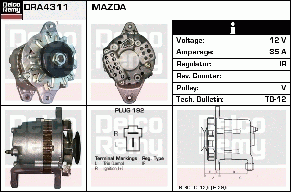 DELCO REMY DRA4311 Alternator