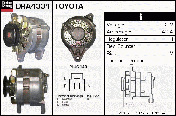 DELCO REMY DRA4331 Alternator