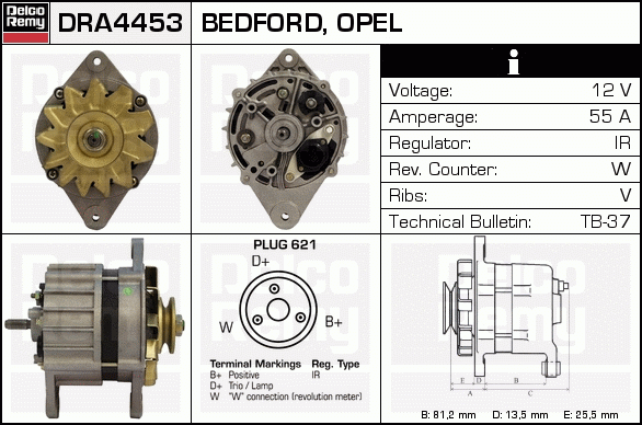 DELCO REMY DRA4453 Alternator