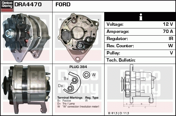 DELCO REMY DRA4470 Alternator