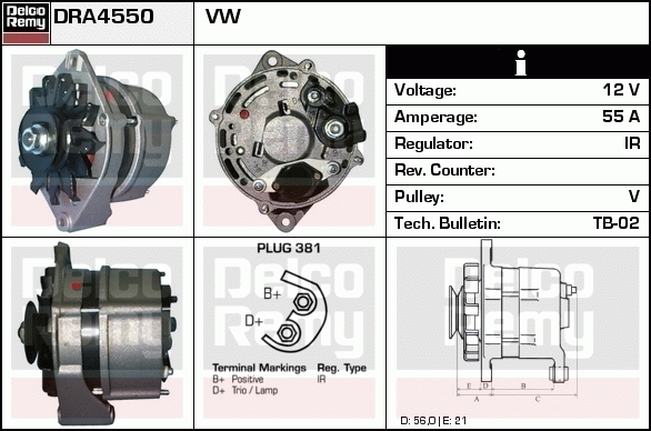 DELCO REMY DRA4550 Alternator